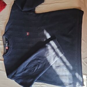 🍀Chaps Ralph Lauren Men's Large Navy 100% Cotton Grandpa Sweater🍀